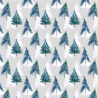 Watercolor Christmas Trees Fabric - Blue - ineedfabric.com