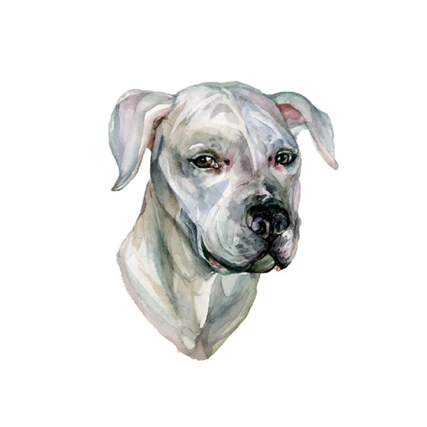 Watercolor Dog Portrait Fabric Panel - White - ineedfabric.com