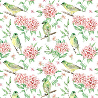 Watercolor Floral, Birds and Flowers Fabric - Green - ineedfabric.com