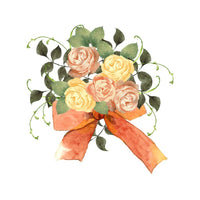 Watercolor Floral, Colorful Rose Bouquet Panel - White - ineedfabric.com