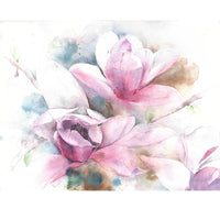 Watercolor Magnolia Flower Fabric Panel - FunSewing.com