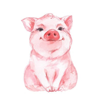 Watercolor Pig Fabric Panel - Pink - FunSewing.com