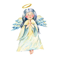 Watercolor Praying Angel With Halo Fabric Panel - ineedfabric.com