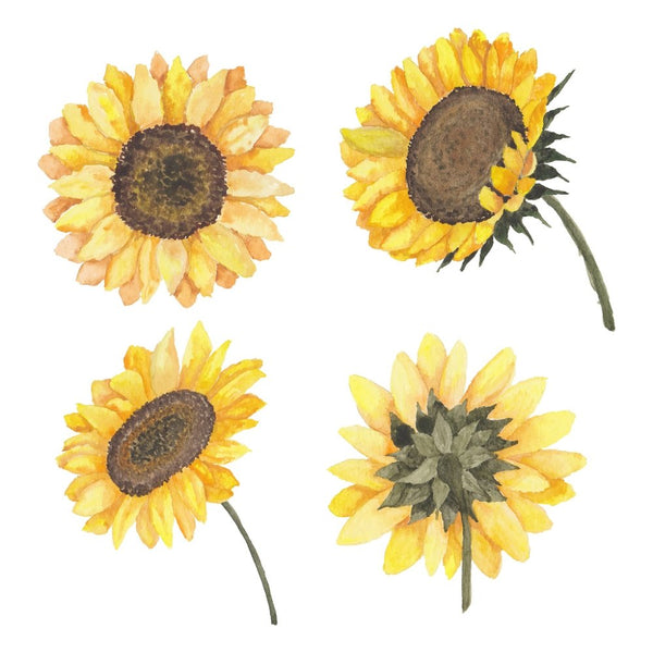 Watercolor Sunflower Floral Fabric Panel - 43