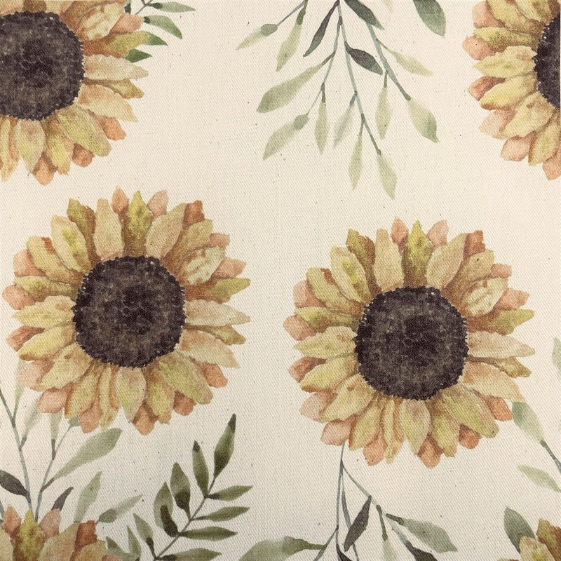 Watercolor Sunflower Natural 100% Cotton Canvas Fabric - ineedfabric.com