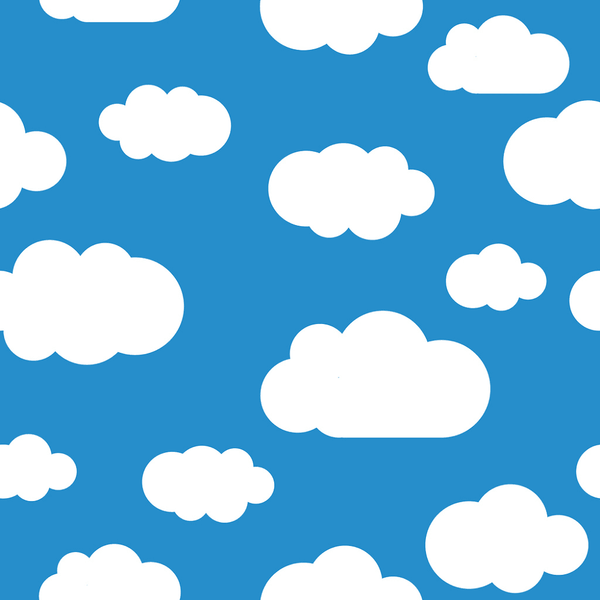 White Clouds Fabric - Blue - ineedfabric.com