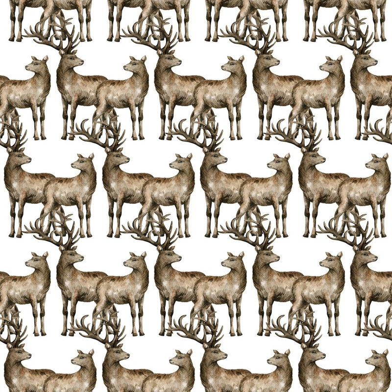 Wildlife Deer Watercolor Fabric - Brown - ineedfabric.com