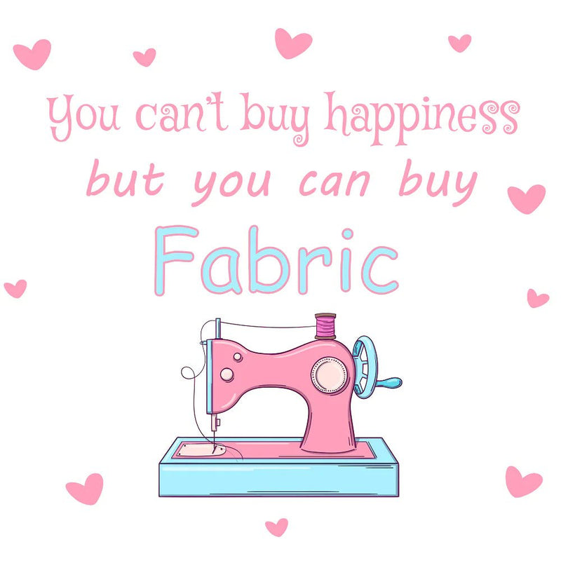 You Can't Buy Happiness Fabric Panel - White - FunSewing.com